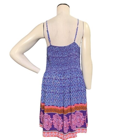 Xhilaration Wrap-V-Neck Sun Dress BOHO Batik Colorful XXL Purple #133J - Picture 6 of 9